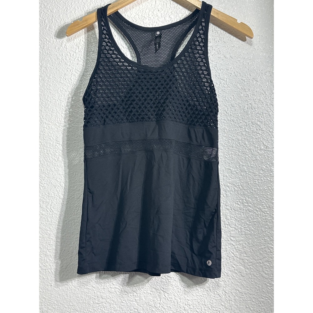 90 Degree by Reflex Womens Black Mesh Racerback Activewear Tank Top Size S